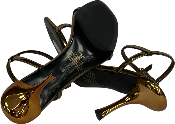 H&M Metallic Heeled Strappy Sandals UK 4 EU 37 👠