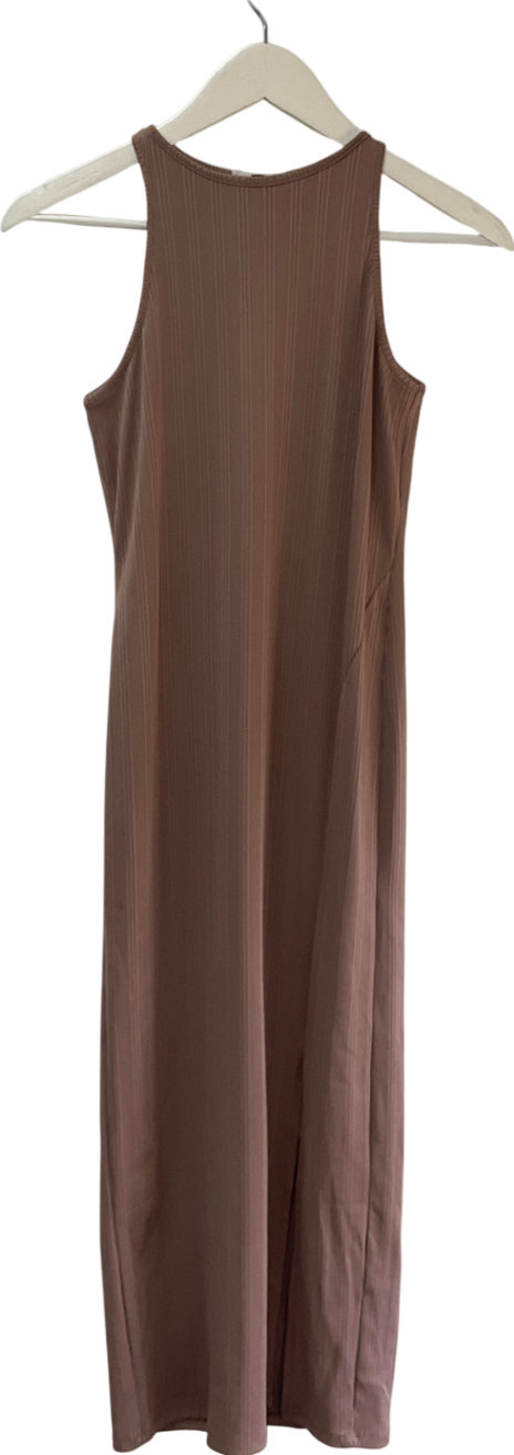 River Island Brown Ribbed Bodycon Midi Dress UK 12