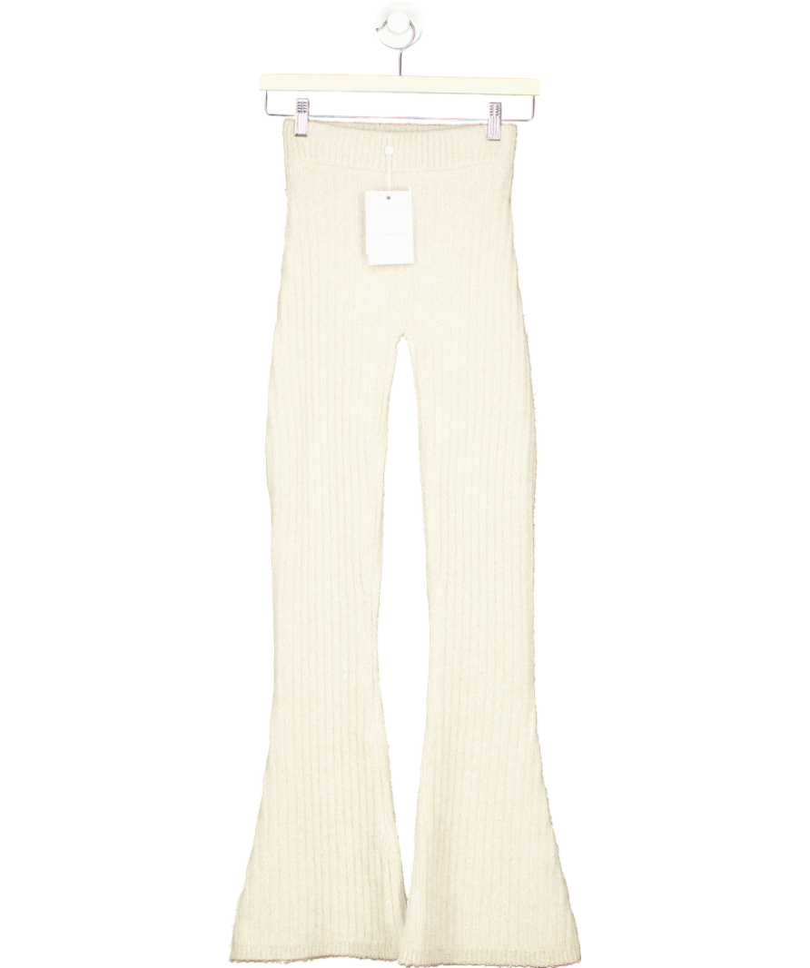 ASTA RESORT Cream Diana Knitted Leggings - Snow Shimmer UK XS