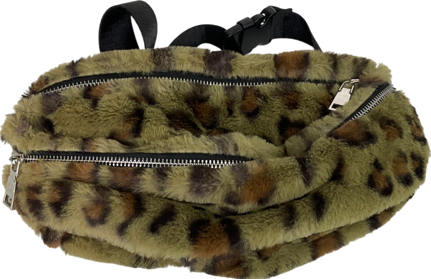 Brown Faux Fur Leopard Print Bum Bag One Size