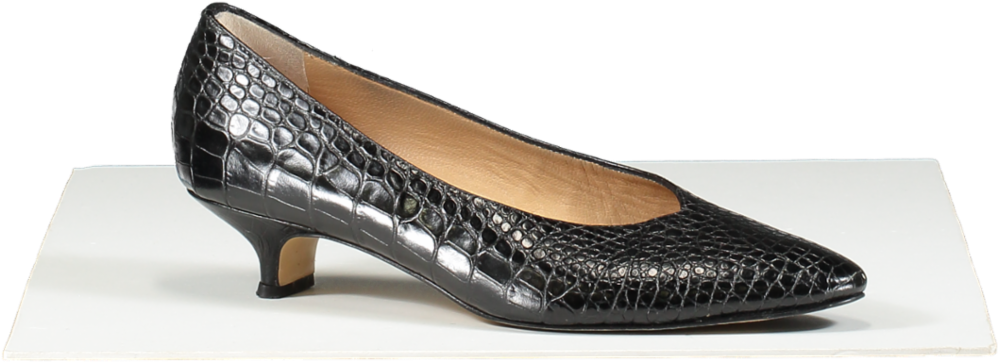 Russell & Bromley Black Croc Print Kitten Heels UK 6 EU 39 👠