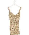 venroy Yellow Satin Cowl Neck Ischia Squiggle Mini Dress UK S