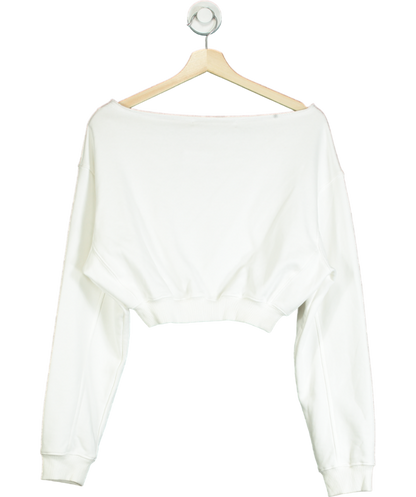 Sweet Chilling White Oversized Off-shoulder Cropped Sweatshirt UK S