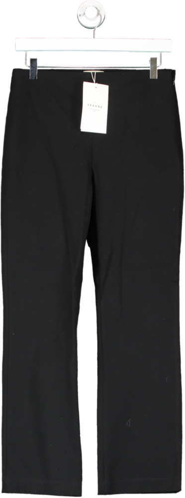 Sezane High Waisted 7/8 Ciara Trousers  Black UK 10