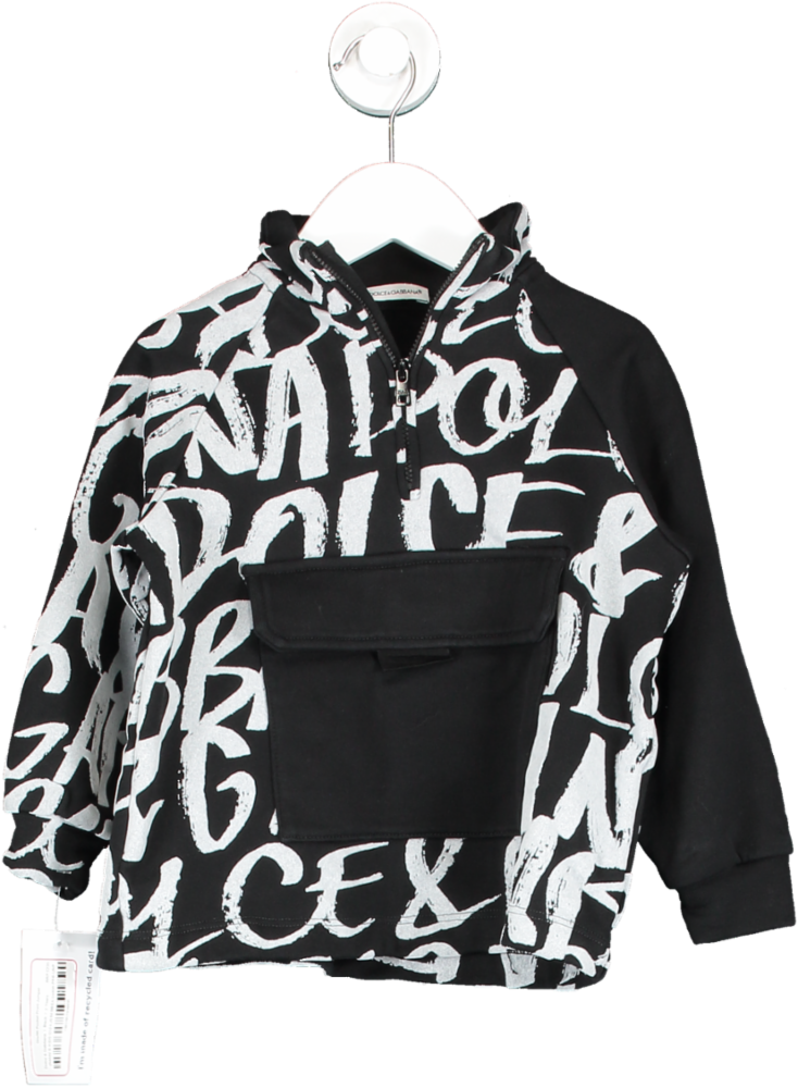 Dolce & Gabbana Black Grafitti Pocket Front Jumper 2 Years
