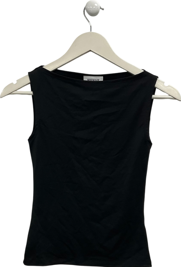 Weekday Black Annie Sleeveless Boatneck Top UK S