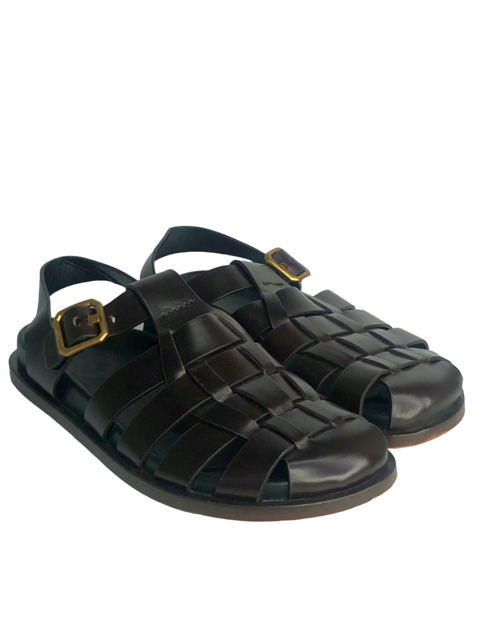 ME + EM Brown Leather Huarache Sandals UK 5