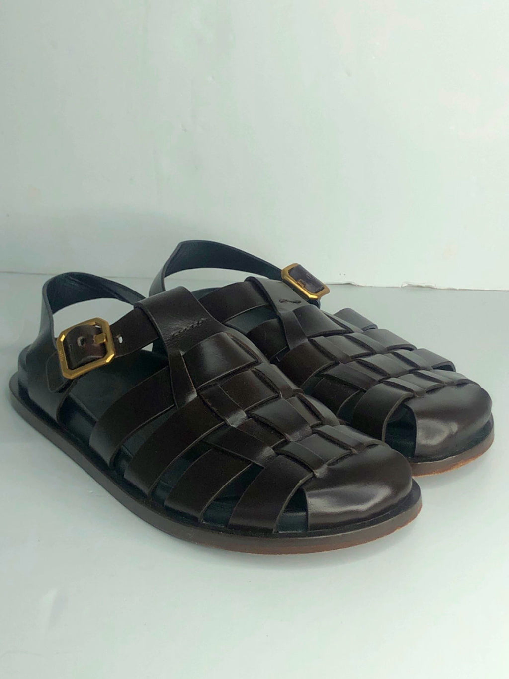 ME + EM Brown Leather Huarache Sandals UK 5