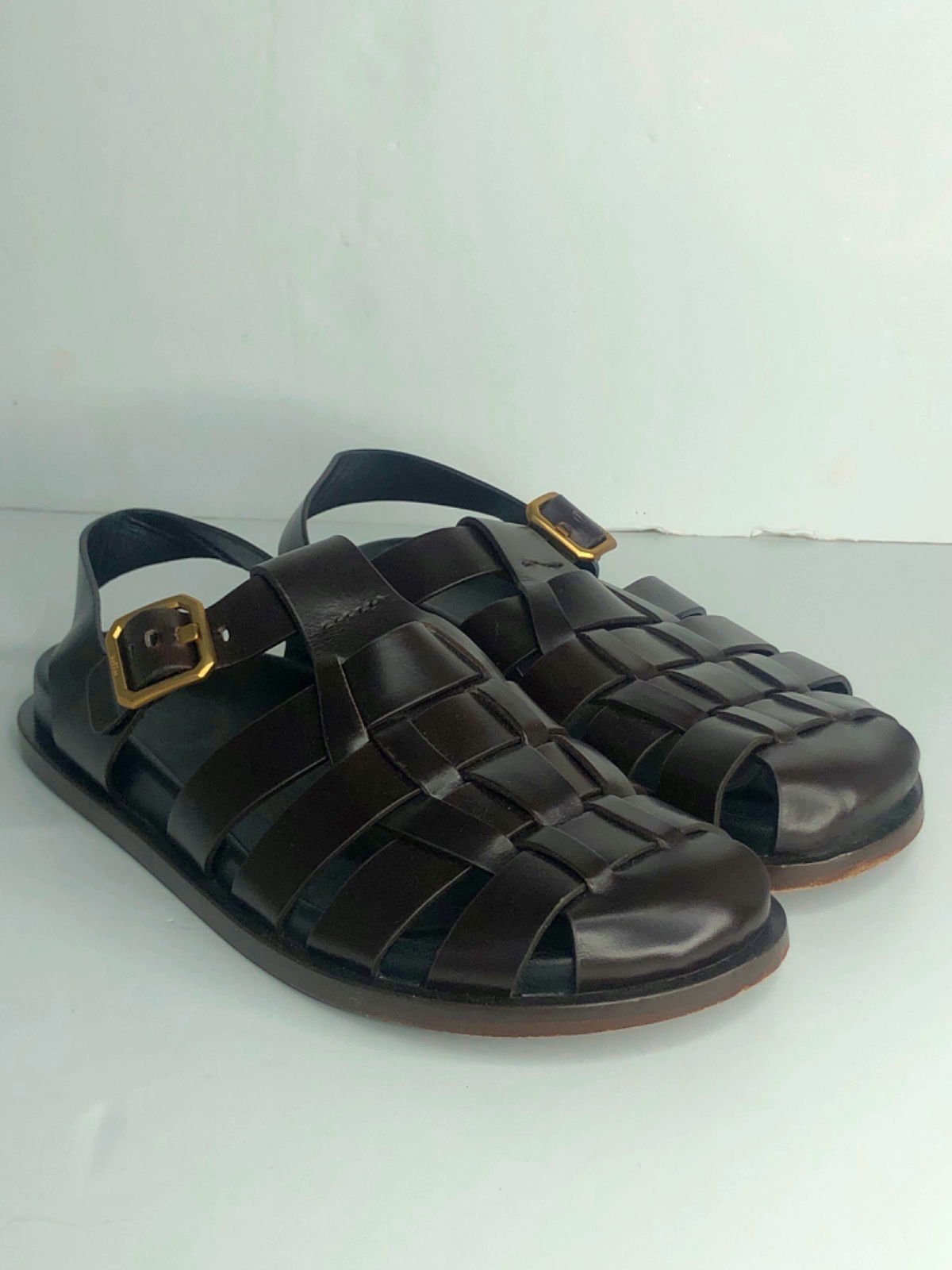 ME + EM Brown Leather Huarache Sandals UK 5