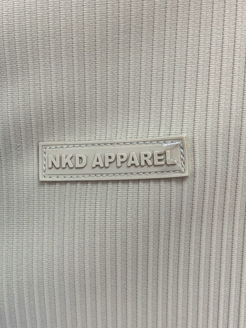 NKD Apparel Beige Ribbed Cropped Zip-Up Jacket UK S