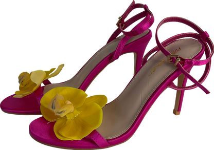 Public Desire Pink Mica Fuchsia & Yellow Orchid Barely There Round Toe Stiletto UK 5 EU 38 👠