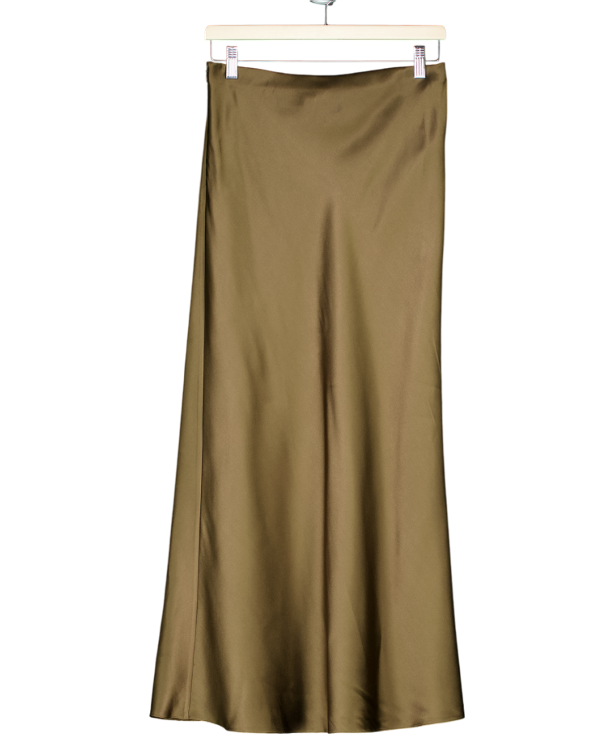 Lily Silk Green Versatile Double-faced Silk Charmeuse Skirt UK 8