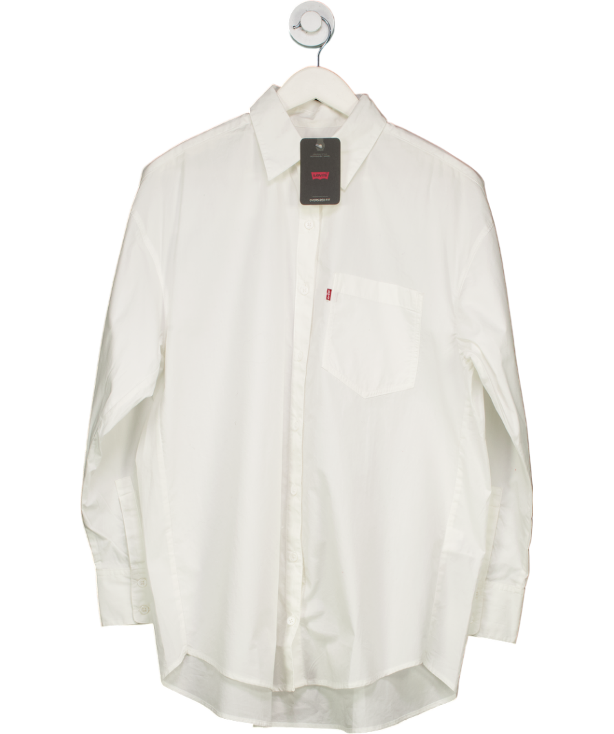 levis White Harlie Cotton Boyfriend Shirt UK S