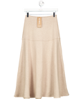 OGL Beige Sustainable Brand Cashsoft Wool-like Flared Maxi Skirt UK XS