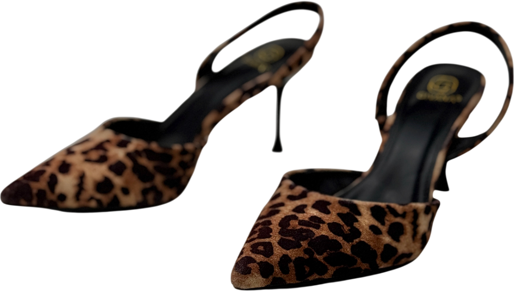 GIVANA Brown Leopard Sling Back Heels UK 6 EU 39 👠