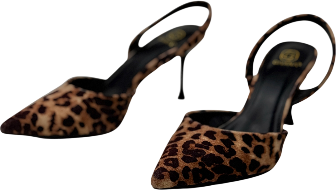 GIVANA Brown Leopard Sling Back Heels UK 6 EU 39 👠