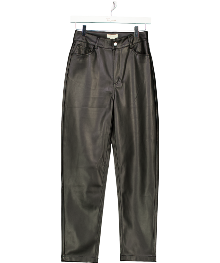 Oasis Black Faux Leather Jeans UK 8