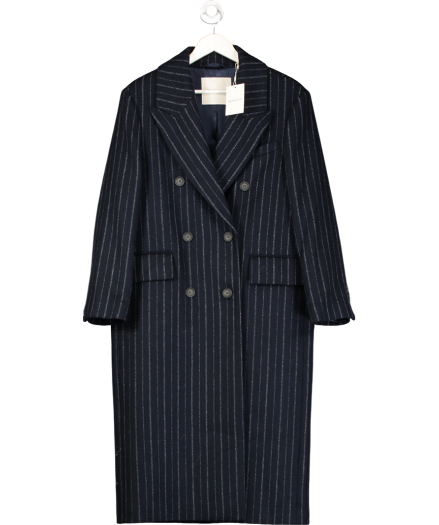 GANT Blue Pinstriped Wool Coat UK M