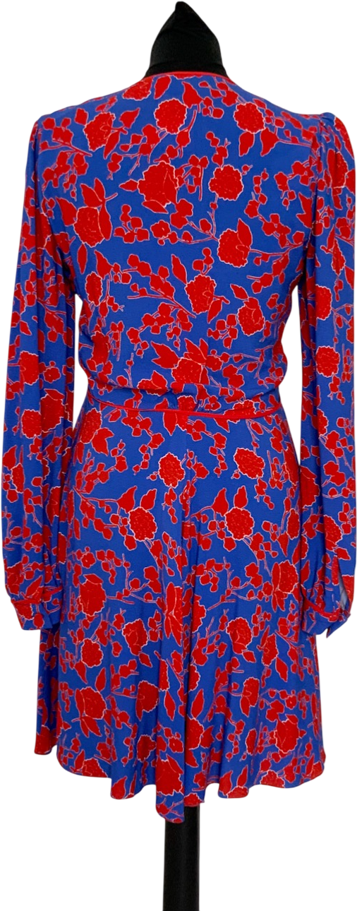 Pinko Blue / Red Floral Long Sleeve Dress UK 8