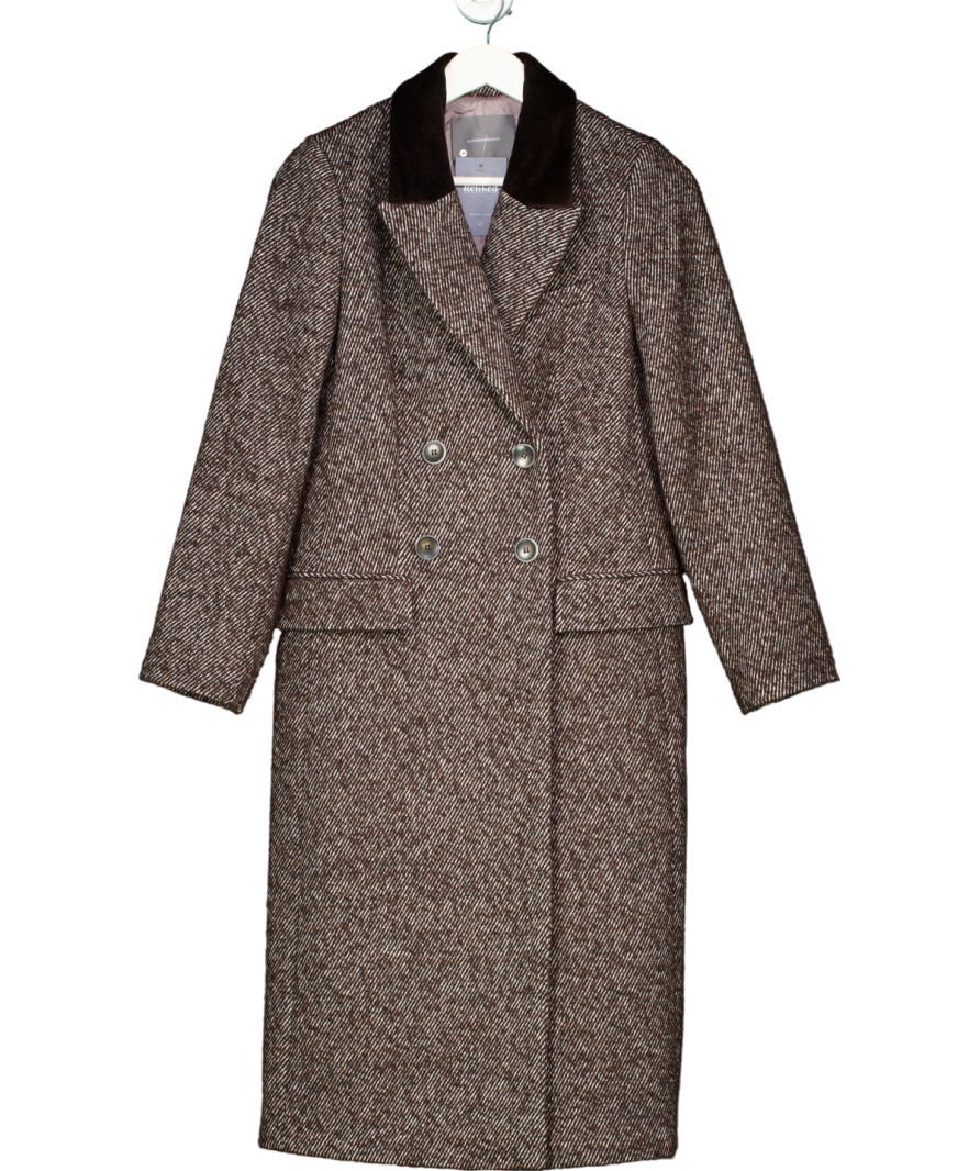 Anthropologie Brown Double Breasted Wool Blend Coat UK 10