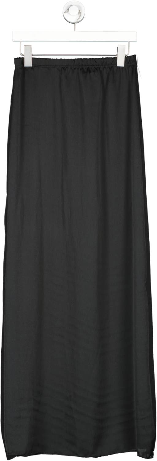 I saw it first Black Crinkle Satin Maxi Skirt UK 10