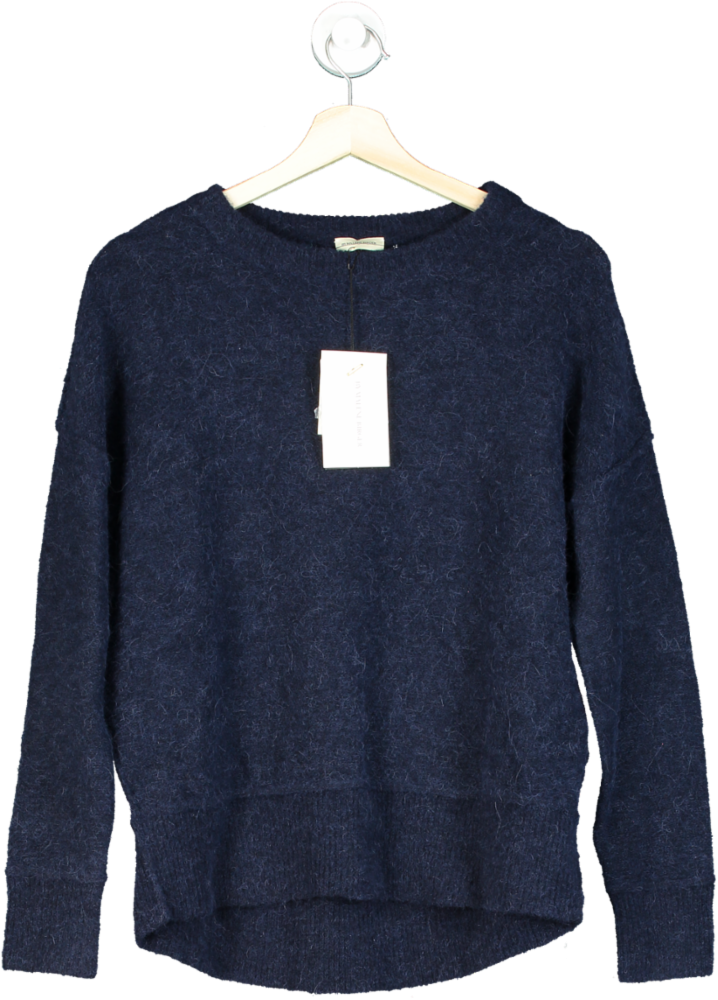 By Malene Birger Navy Soft Mohair Navy Dip Back Pullover UK XXS