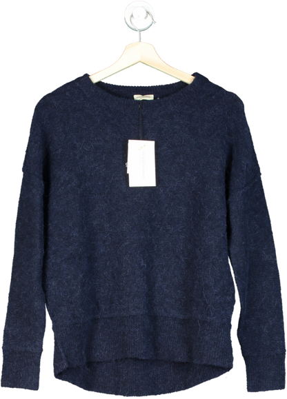 By Malene Birger Navy Soft Mohair Navy Dip Back Pullover UK XXS