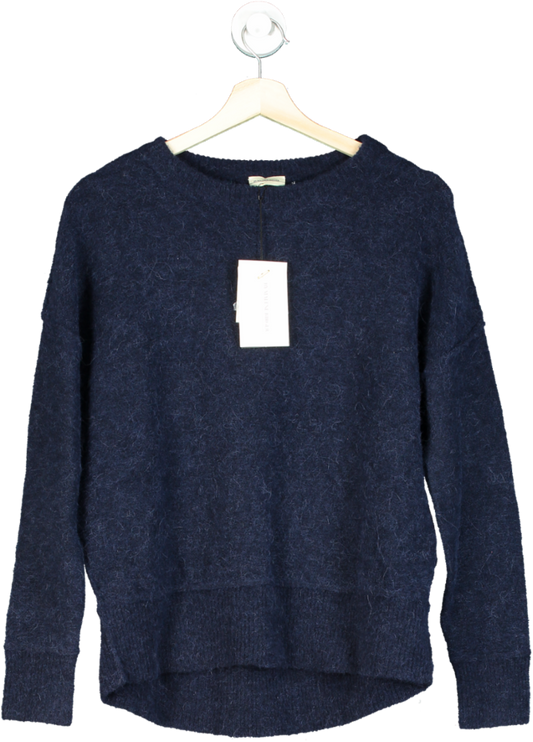 By Malene Birger Navy Soft Mohair Navy Dip Back Pullover UK XXS