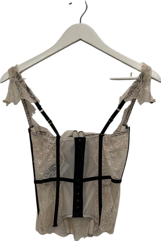 victoria secret Beige Chantilly Lace Corset Top UK 34B
