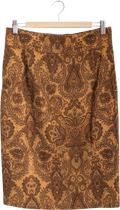 BYBLOS Vintage Mustard Yellow Wool Blend Paisley Print Pencil Skirt It46 UK 14