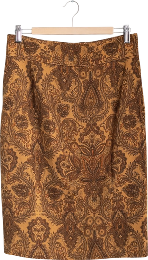 BYBLOS Vintage Mustard Yellow Wool Blend Paisley Print Pencil Skirt It46 UK 14