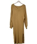 Brown V-neck Chunky Knit Jumper Dress UK XXL