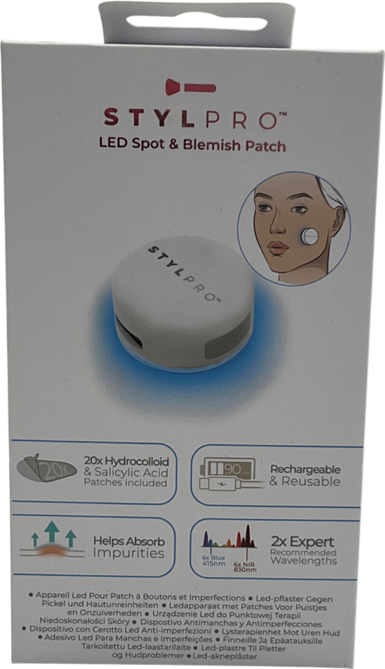 STYLPRO Blue Led Blemish Patch With 20x Hydrocolloid & Salicylic Patches ONE SIZE