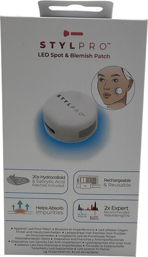 STYLPRO Blue Led Blemish Patch With 20x Hydrocolloid & Salicylic Patches ONE SIZE