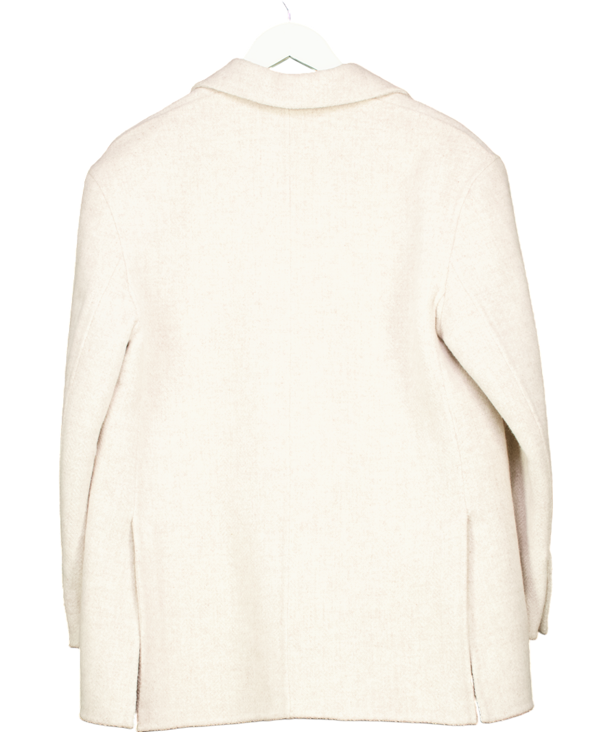 Sandro Cream Oversized Wool Blend Coat UK 8