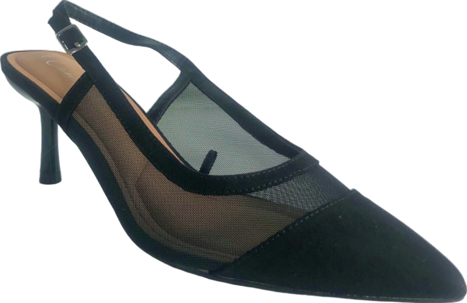 New Look Black Mesh Slingback Heels Comfort UK 4
