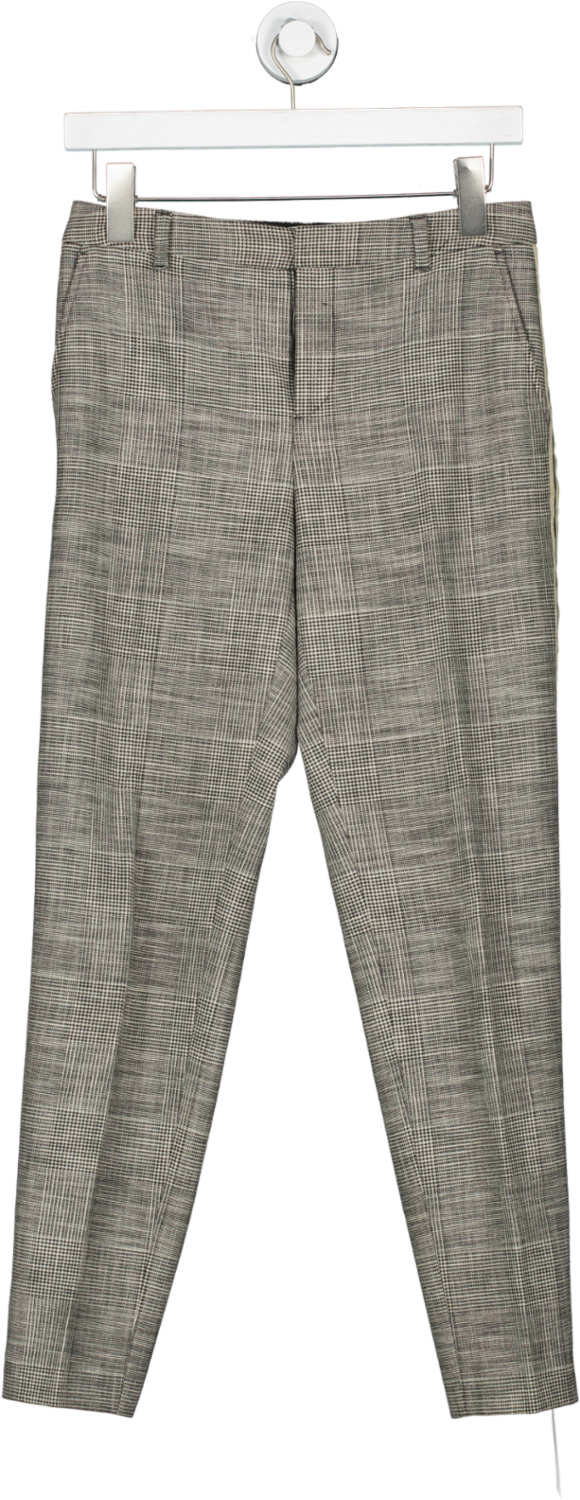 Essentiel Antwerp Black And White Dogtooth Trousers With Gold Trim UK 6