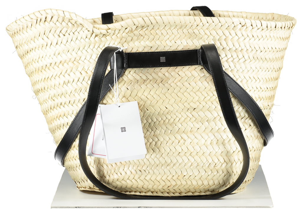 Givenchy Voyou Raffia Basket Bag in Black and Natural 