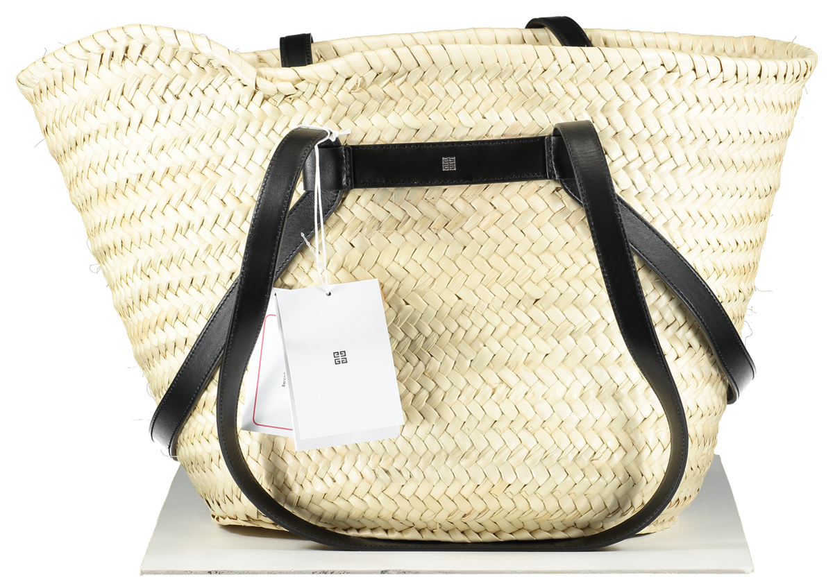 Givenchy Voyou Raffia Basket Bag in Black and Natural 