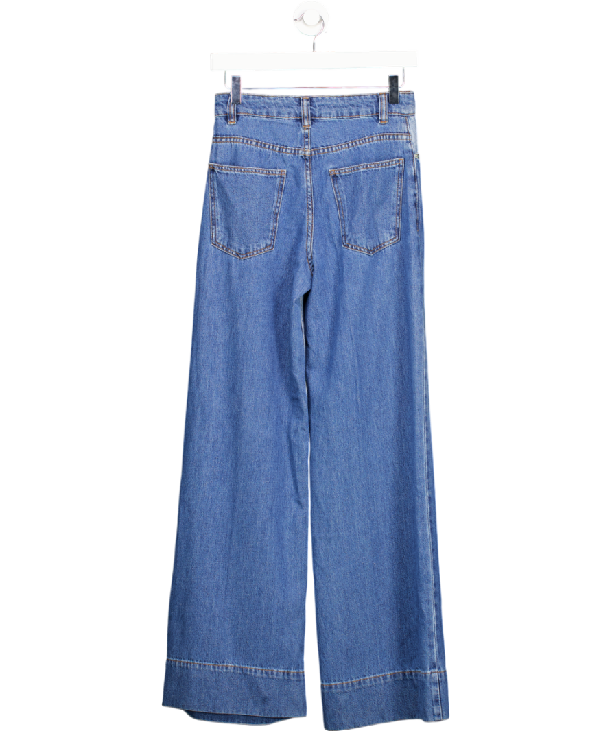 ASOS Mid Blue Soft Denim Wide Leg Trousers UK 6