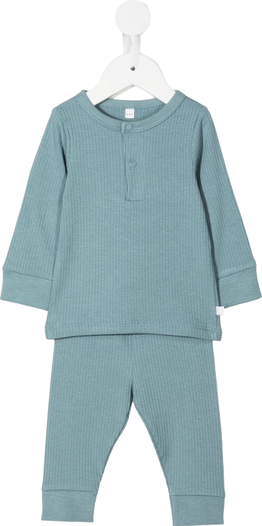 Mori Baby Blue Bamboo/organic Cotton Ribbed Pyjama Set BNWT 6-9 Months