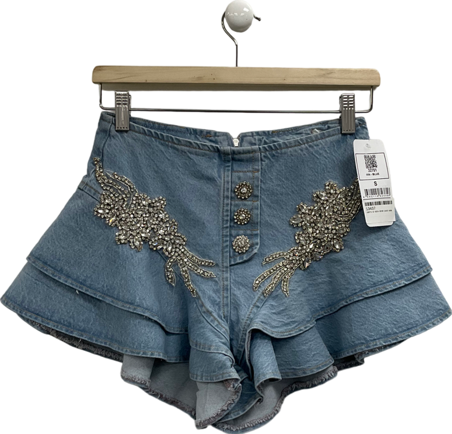 Kikiriki Blue Embellished Ruffle Skort UK S
