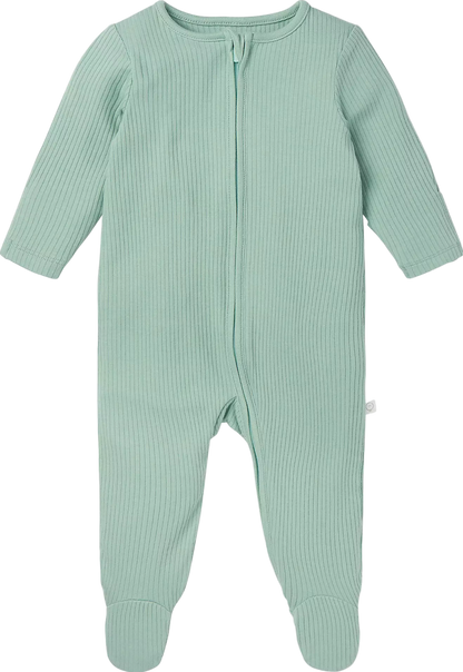 Mori Baby Mint Green Bamboo/organic Cotton Ribbed Clever Zip Sleepsuit BNWT Newborn