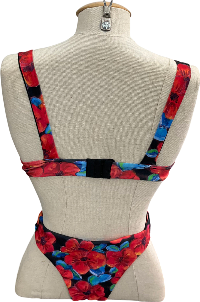 Red Floral Bikini UK 8