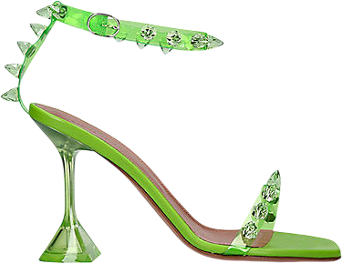 AMINA MUADDI Green Julia Spiked Pvc And Leather Sandals UK 3 EU 36