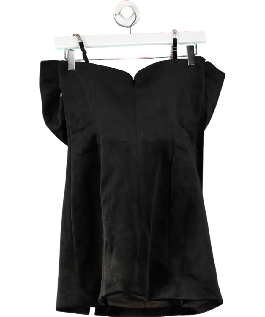 Nadine Merabi Elodie Black velvet oversize bow mini Dress UK S