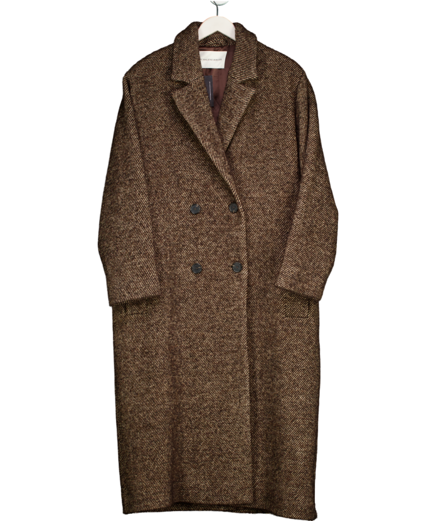 By Malene Birger Brown Herringbone Recycled Wool Mauris Coat Eu42 UK L/XL