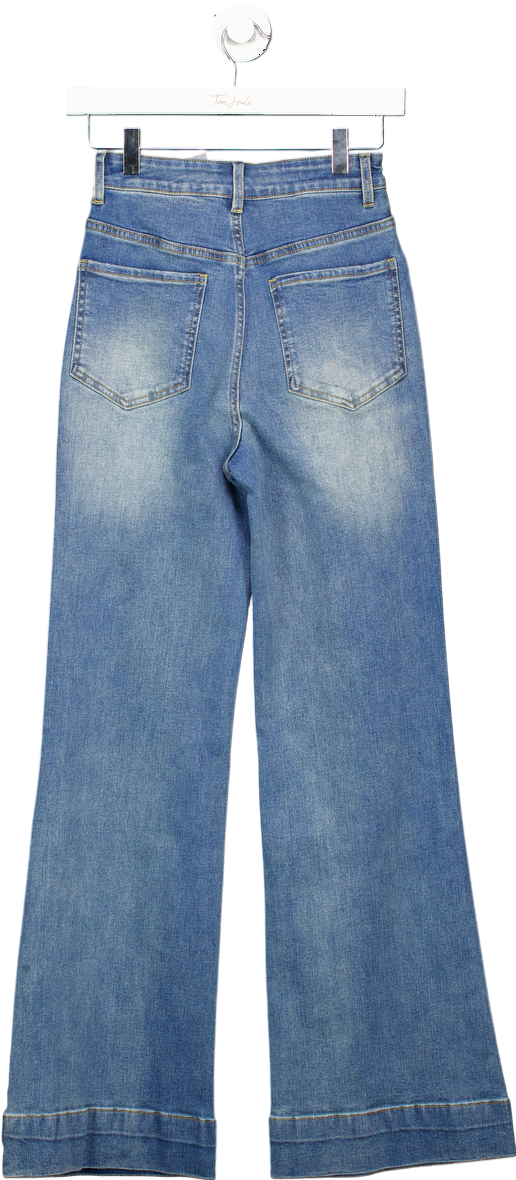 commense Blue Mid-waist Bootcut Denim Jeans Without Belt UK XS