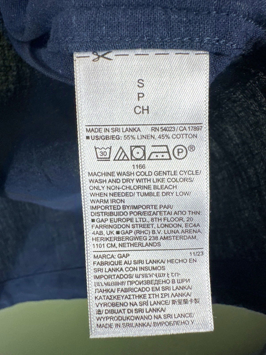 GAP Navy Linen Blend Short-Sleeve Shirt UK S