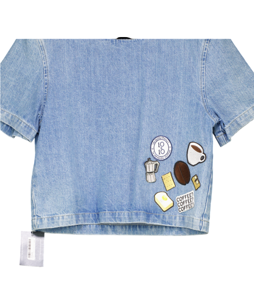 10x10 An Italian Theory Blue Denim Patch Motif Top UK S/M